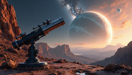 s a telescope on top of a red planet