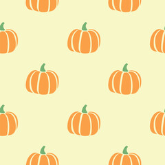 Vector seamless pattern with pumpkins in flat style. Halloween or thanksgiving background and texture