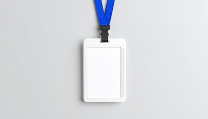 Professional Blue Lanyard Badge Holder Against White Background