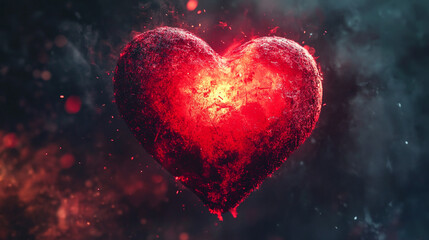 A like on a video post captured in slow motion, red heart expanding with glow, creative digital art content visible