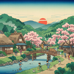 landscape with village