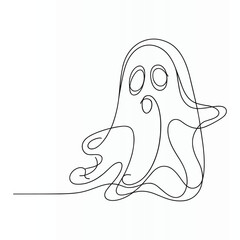 Obraz premium Whimsical one line drawing of a friendly ghost with big eyes