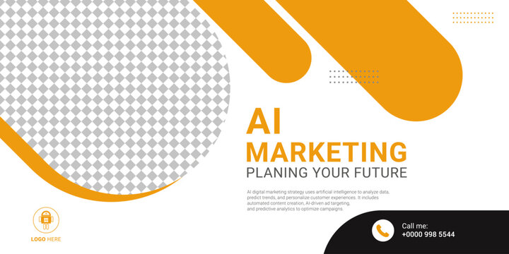 A digital marketing agency social media business promotion with web banner template design with AI marketing concepts vector illustration