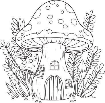 Mushroom Collections coloring pages white color background