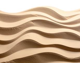 Wavy Sand Dunes with Wind Trails and Pebbles, Top View Composition, isolated on transparent background PNG