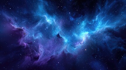 Fototapeta premium Deep space nebula with vibrant blues and purples.