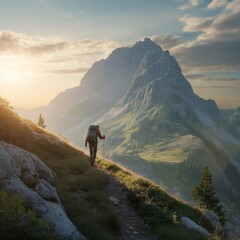 Fototapeta premium hiker in the mountains