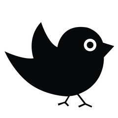 Cute Cartoon Bird Icon – Minimal Black Vector