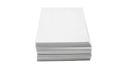 stacked pile of a4 white paper sheets isolated on transparent background