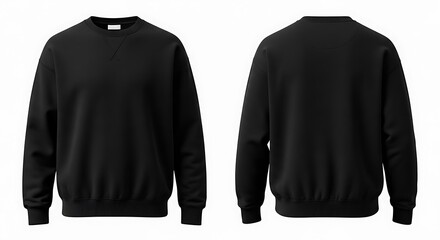 Black crewneck sweatshirt isolated on white background