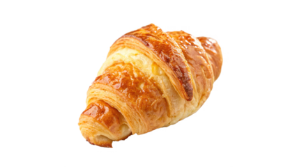 small juicy croissant isolated on transparent background