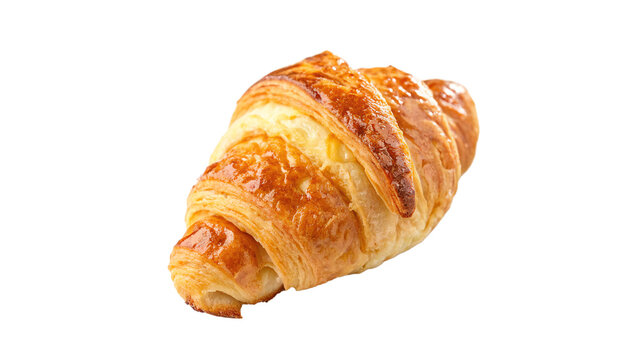small juicy croissant isolated on transparent background