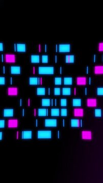 Colorful light display features blue and pink patterns in digital arrangement