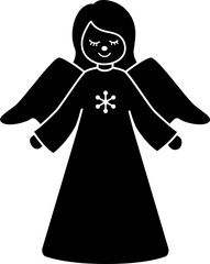 Cute Christmas angel silhouette vector.
simple festive angel silhouette icon Isolated.
Holiday Decoration .
Transparent background. svg.
