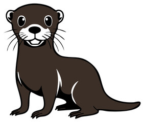 Cartoon River Otter Smiling Animal Illustration Wildlife Mammal Drawing