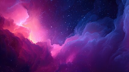 A vibrant display of cosmic nebulae with scattered stars.