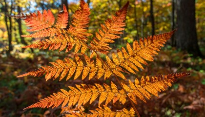 Autumn fern in forest