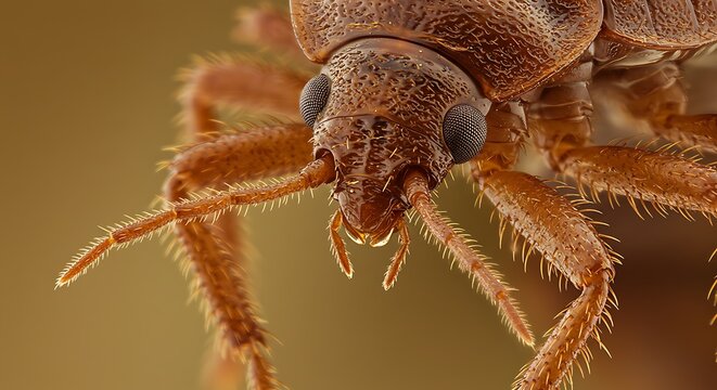 Close-up macro of bed bug face