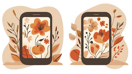 Digital floral art on smartphones nature-inspired design modern aesthetic creative environment