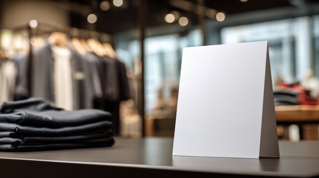 Blank Signage Mockup in Retail Clothing Store Display Setting for Customizable Marketing
