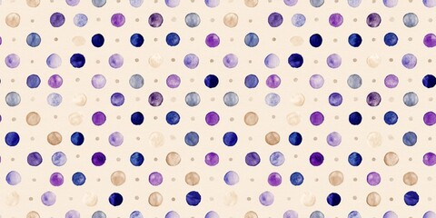beige watercolour with a neat purple and blue polka dot pattern