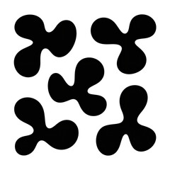 Abstract Black and White Organic Shapes Pattern: Minimalist Modern Design Background