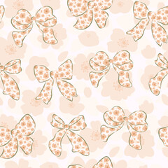 bow ribbon seamless patterns, gift wrapping paper seamless pattern, Vector graphics. happy birthday, anniversary, party, celebration, fabric, textile, beige, olive color, printed bow