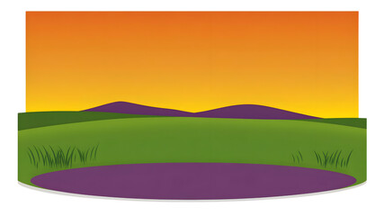 Obraz premium Stunning sunset over rolling hills in a tranquil nature scene digital art