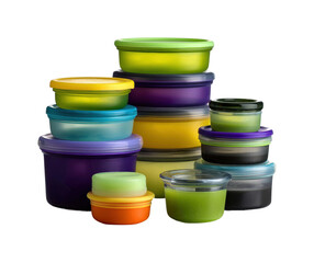 Organizing kitchen essentials colorful storage containers in home product isolated on transparent background, png