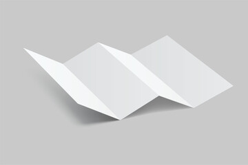 Blank white four fold open leaflet with shadows mockup template on background .Design for open booklet, thank you card, notecards, flyer, greeting card, wedding invitation, postcard, brochure. Vector