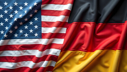 The American and German flags come together in a symbolic representation of unity and international relations.