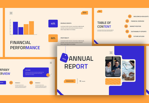 Purple Yellow Creative Company Annual Report Presentation
