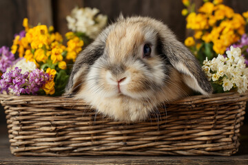 easter bunny in basket/animal day