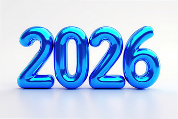 Shiny Metallic Blue 2026 Balloons Against a Clean White Backdrop Symbolizing the Upcoming New Year and Future Aspirations