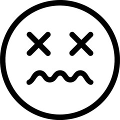 Obraz premium Sick face emotion outline vector