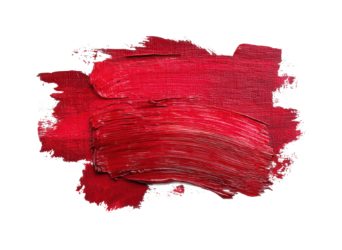 Dynamic red paint stroke graphic design creative environment view expression isolated on transparent background, png