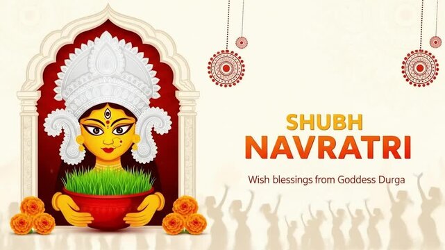 creative vector sketch illustration of Goddess Durga puja celebration for,Subh Navratri,Durga Puja religious banner with colorful background.