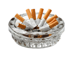 Cigarette disposal action urban of ashtray environment view isolated on transparent background, png