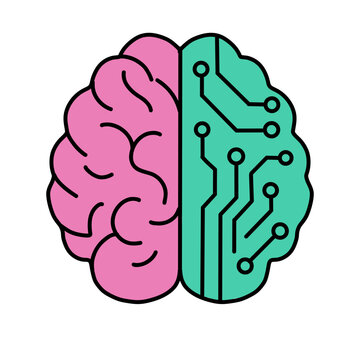 Cerveau moiti&eacute; organique moiti&eacute; circuit imprim&eacute; en illustration vectorielle