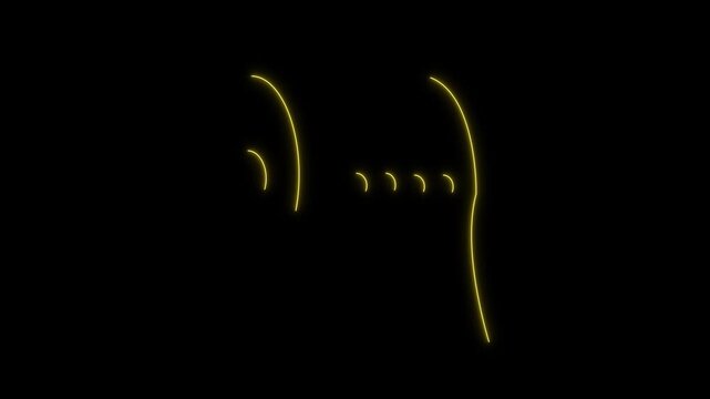 Golden lines outlining listening and auditory process depicted on dark background 90