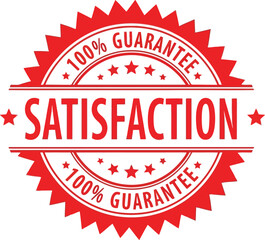 Vector illustration flat vector art of red satisfaction guarantee seal with 100 guarantee text, isolated on white background