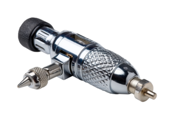 Tattoo machine in action workshop equipment industrial creative process isolated on transparent background, png