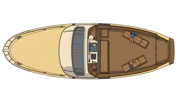 Illustration of a topview of a boat on a white background    