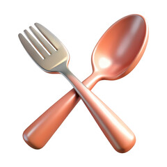 Fototapeta premium Crossed copper fork and spoon isolated on transparent background