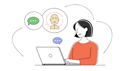 business woman working at laptop computer and digital  documents with checkbox lists law regulation and compliance rules on virtual screen concept