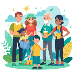 Fototapeta premium Multigenerational Group Helping in Local Project