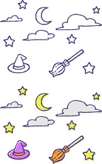 ハロウィンイラスト_魔女と夜空