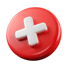 Obraz premium White plus sign on red circle isolated on transparent background