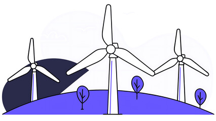wind turbines or windmill help to obtain ecological and efficient electricity green energy is  future obtaining electricity without zero carbon emission