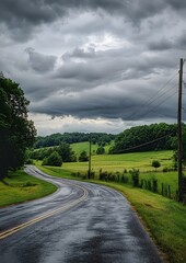 59. A countryside road under stormy skies